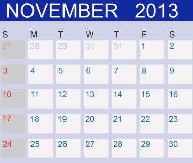 Calendar 2013. November Illustration