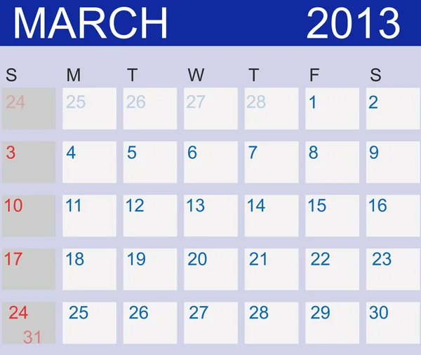 stock image Calendar 2013. March Illustration