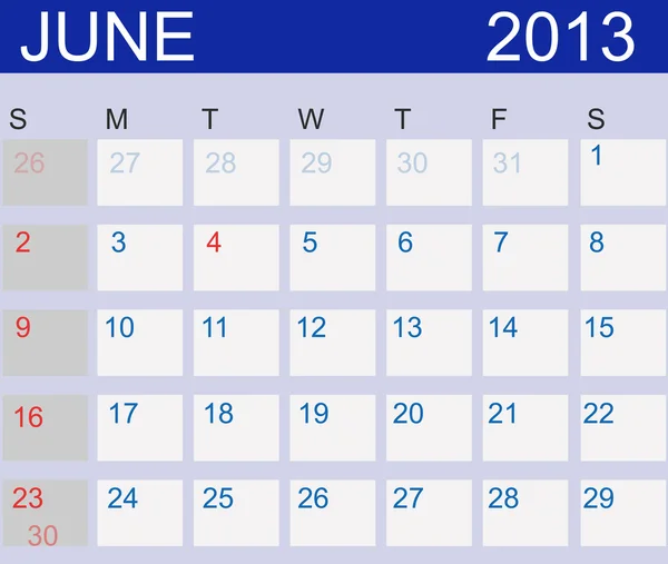 stock image Calendar 2013. June Illustration