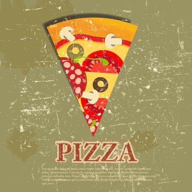 Pizza menü şablonun retro vintage grunge tarzı