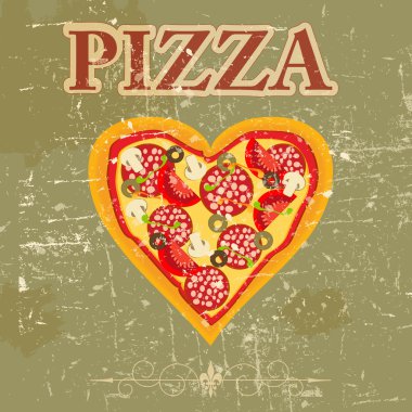 Pizza menü şablonun retro vintage grunge tarzı