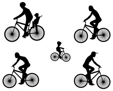 Silhouettes of fiber bike with cyclists.