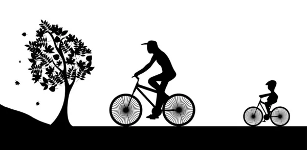 stock image Bikers and the tree. Illustration vector.