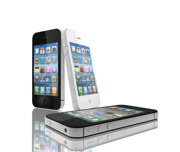 Iphone 4s 黑色和白色，有更快的双核 a5 芯片. — 图库照片