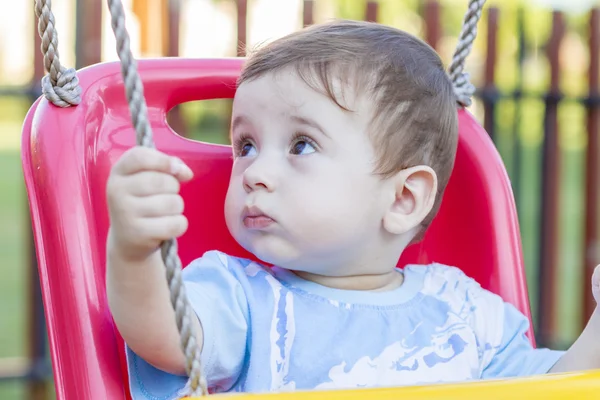 stock image Baby boy in swing