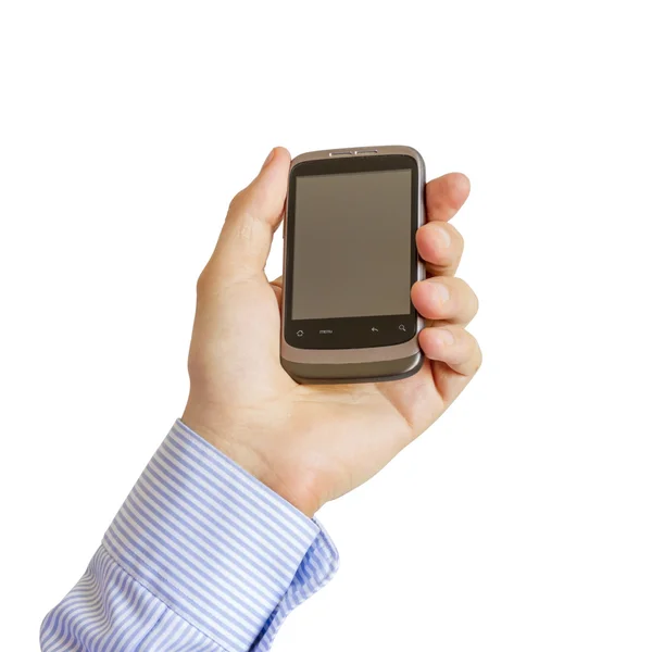 Mobil akıllı telefon elinde tutan — Stok fotoğraf