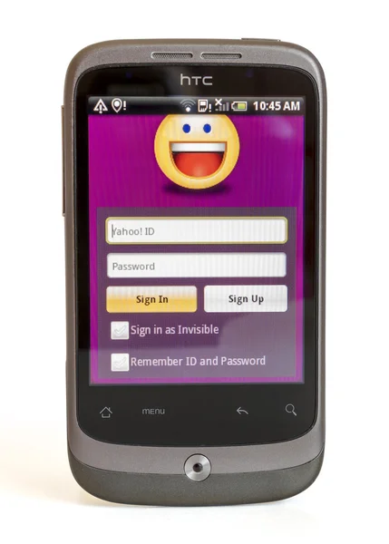 HTC apresentando Mensageiro de yahoo — Fotografia de Stock