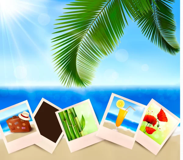 Photos from holidays on a seaside Summer holidays concept Vector — Stock Vector
