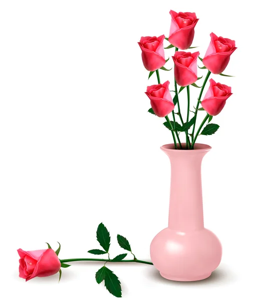 Τριαντάφυλλα στο βάζο άνυσμα — Διανυσματικό Αρχείο