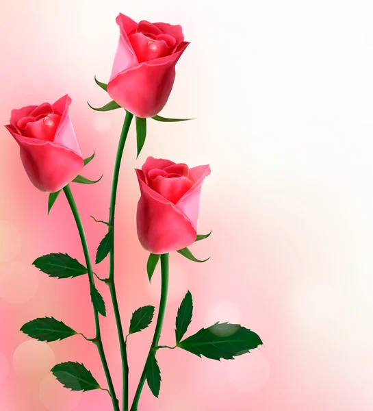 Διακοπές φόντο με εικονογράφηση φορέας όμορφα κόκκινα τριαντάφυλλα — Διανυσματικό Αρχείο