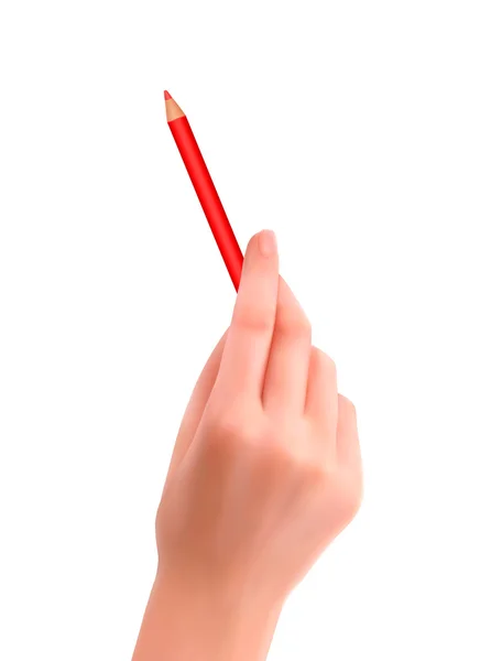 Main avec stylo écriture sur papier Illustration vectorielle — Image vectorielle