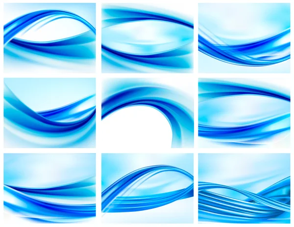 Sammlung von blauen abstrakten Hintergründen Vektor — Stockvektor