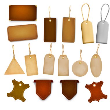 Big set of leather labels and tags. clipart