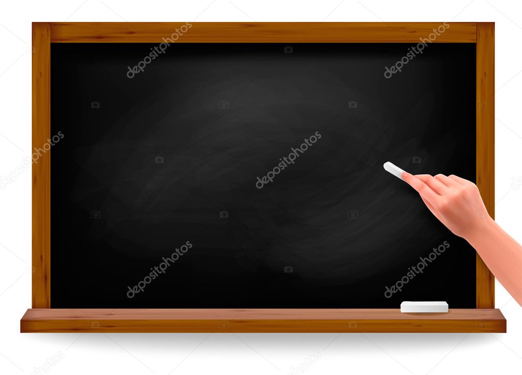 Hand writing on a blackboard.