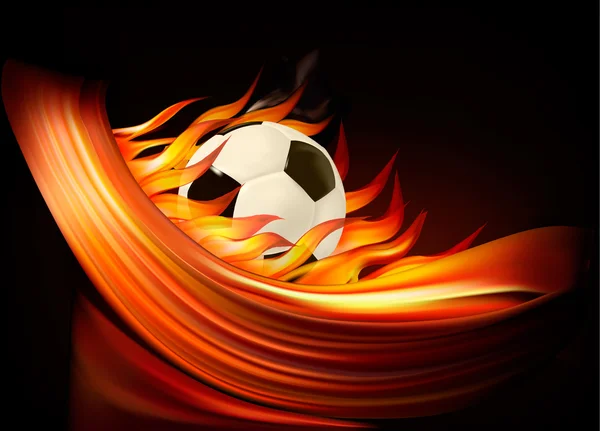 Feuer Fußball Hintergrund mit einem Fußball. Vektor — Stockvektor