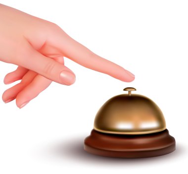 Hand ringing the bell to call clipart