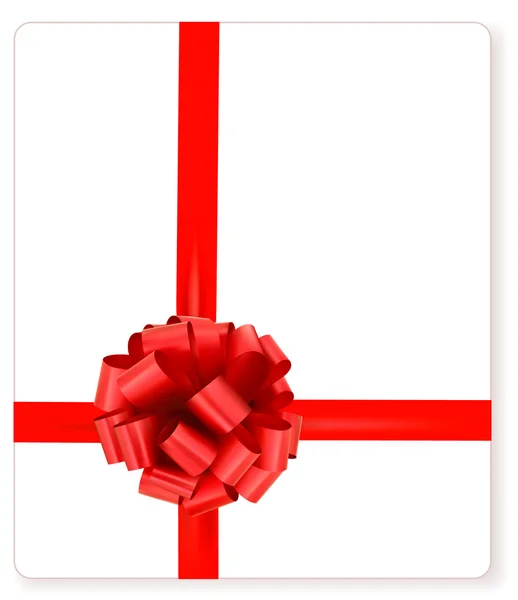 Kaart met rode geschenk boog met linten — Stockvector