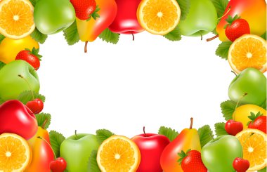 Frame made of fresh, juicy fruit. Vector.