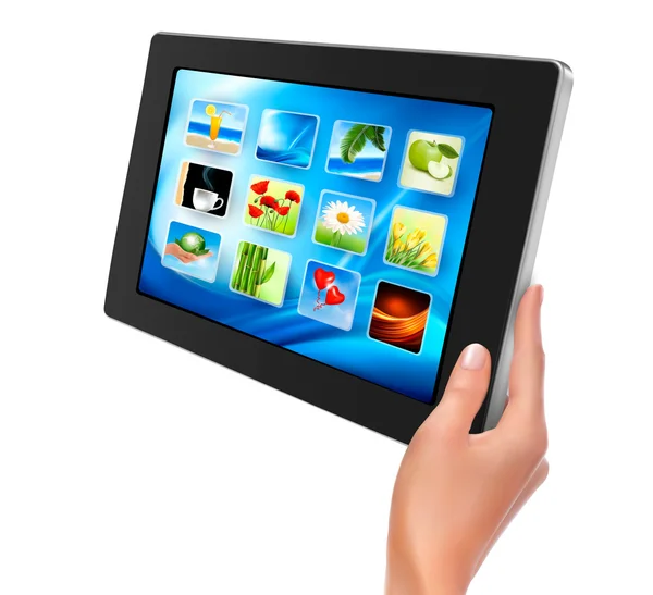 Hand hält Touchpad PC — Stockvektor