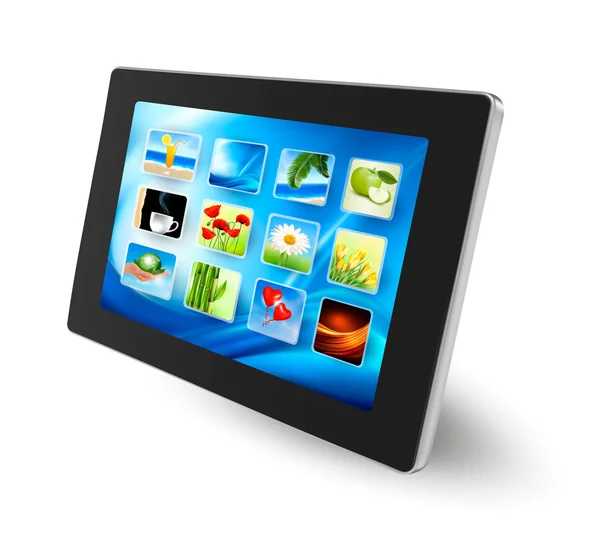 Tablet-PC mit Symbolen — Stockvektor