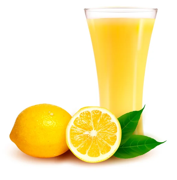 Citron frais et verre avec jus — Image vectorielle