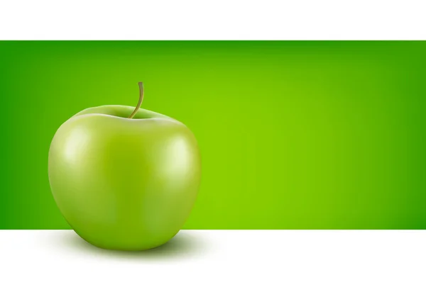 Manzana verde frente al fondo verde — Vector de stock