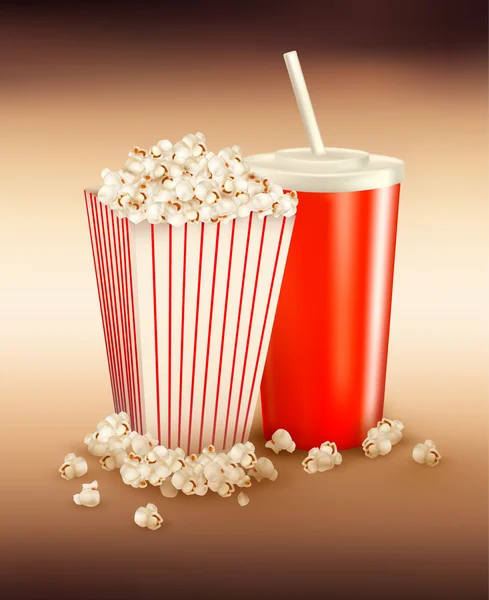 Popcorn and a drink — Stock Vector