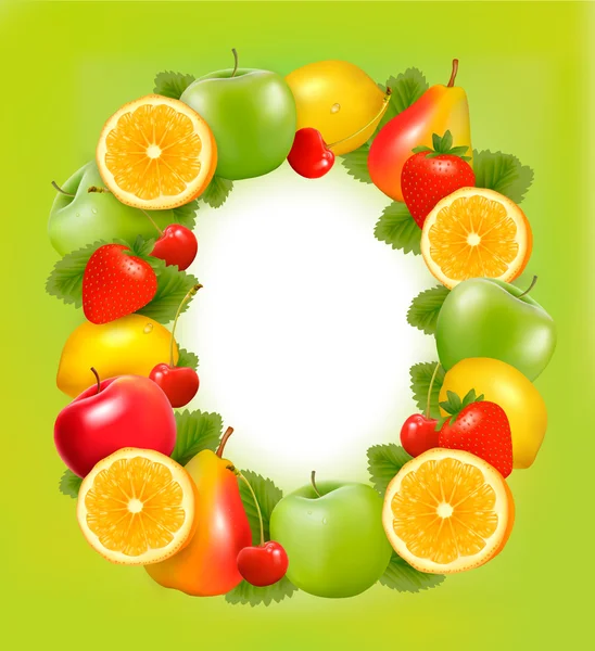 Cadre en fruits frais juteux — Image vectorielle
