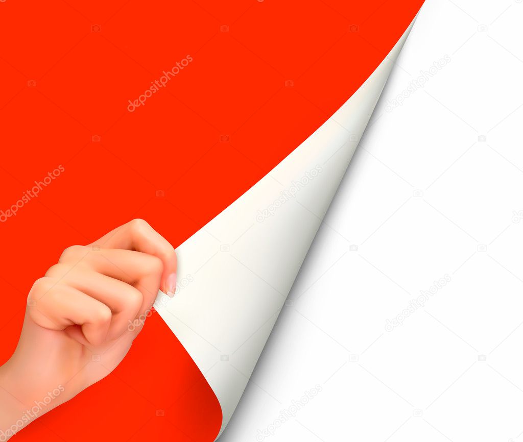 Blank sheet of paper with hand