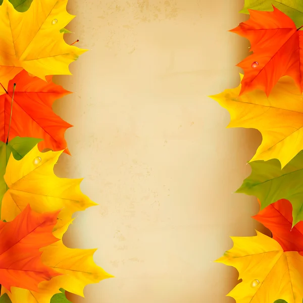 Fondo de otoño con hojas — Vector de stock