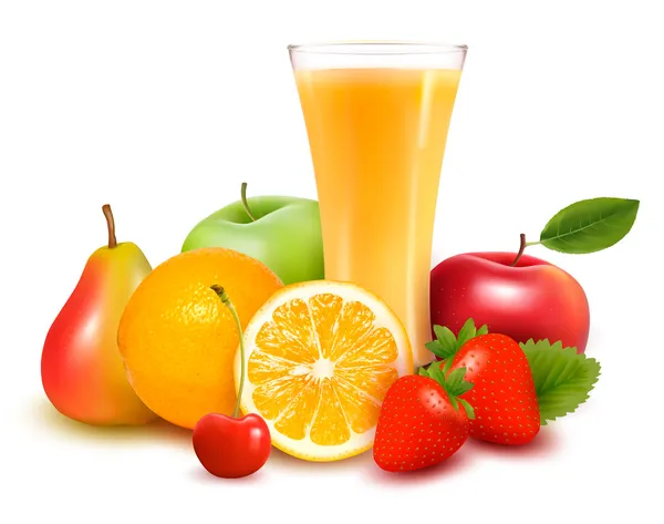Fruta fresca y zumo — Vector de stock