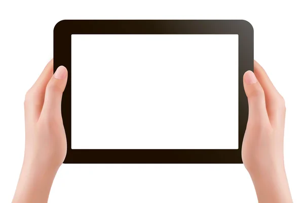 Dijital tablet pc tutan eller — Stok Vektör