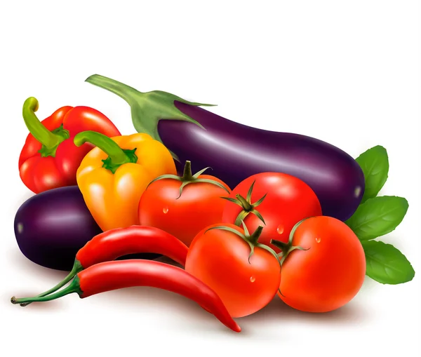 Färska grönsaker med blad — Stock vektor