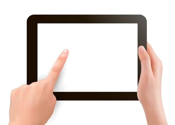 Cyfrowy typu Tablet trzymając się za ręce — Wektor stockowy