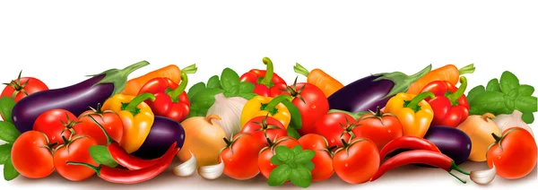 Färska grönsaker med blad — Stock vektor
