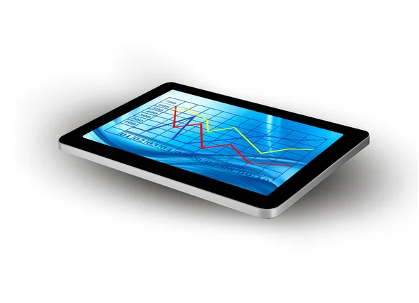 Tablet PC-scherm met grafiek — Stockvector