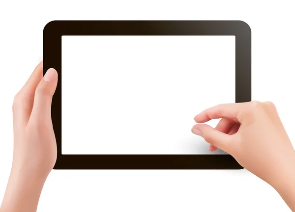 Dedos beliscando para zoom tablet s tela — Vetor de Stock