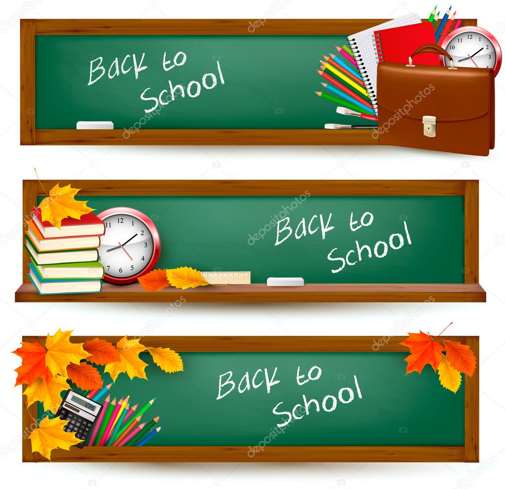 Back to school banners with school supplies