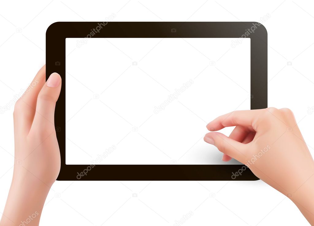 Fingers pinching to zoom tablet s screen