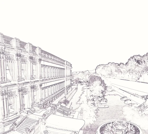 Oude paleis tekening — Stockfoto