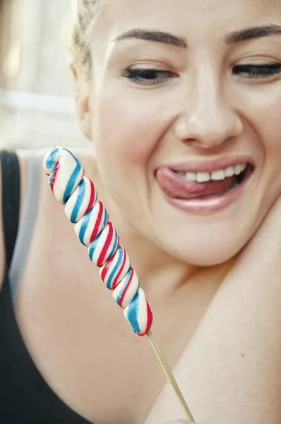 stock image Young girl with a candy