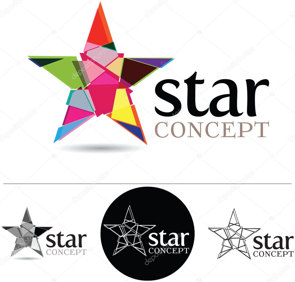 Corporate design concept with a stylized star and variations