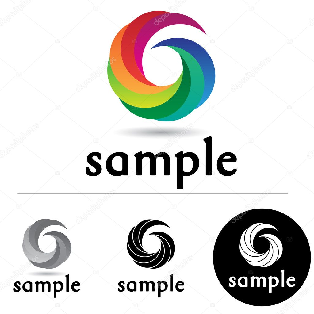 Abstract corporate logo with colorful swirls in a circular form