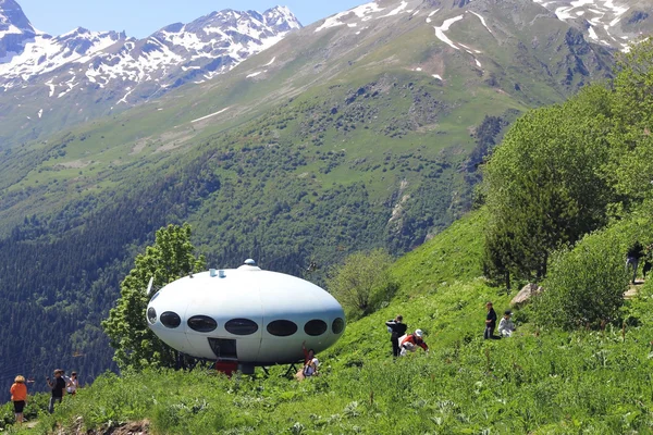 stock image around UFO the landing between caucasus mountains