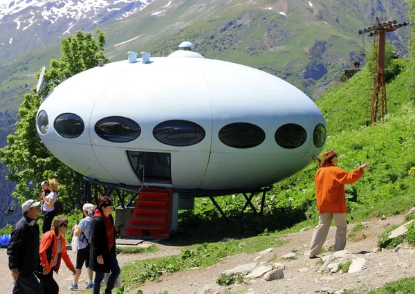 stock image around UFO the landing between caucasus mountains