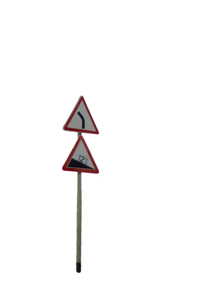 Dopravní značka na tyčce izolovaných na bílém pozadí — Stock fotografie