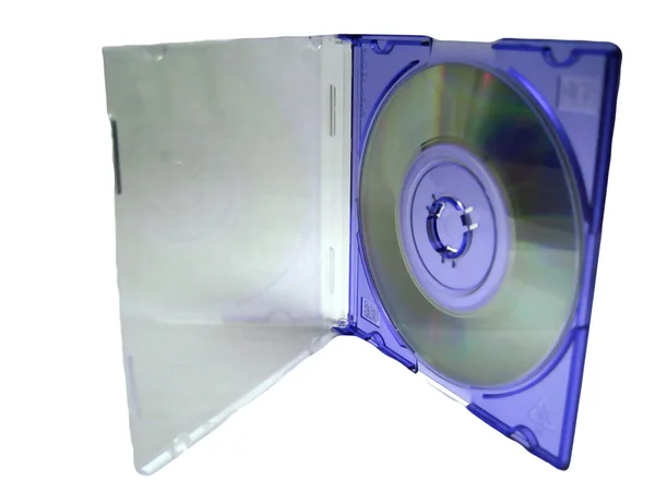 Płyta kompaktowa w niebieskiej, przezroczystej obudowie — Zdjęcie stockowe