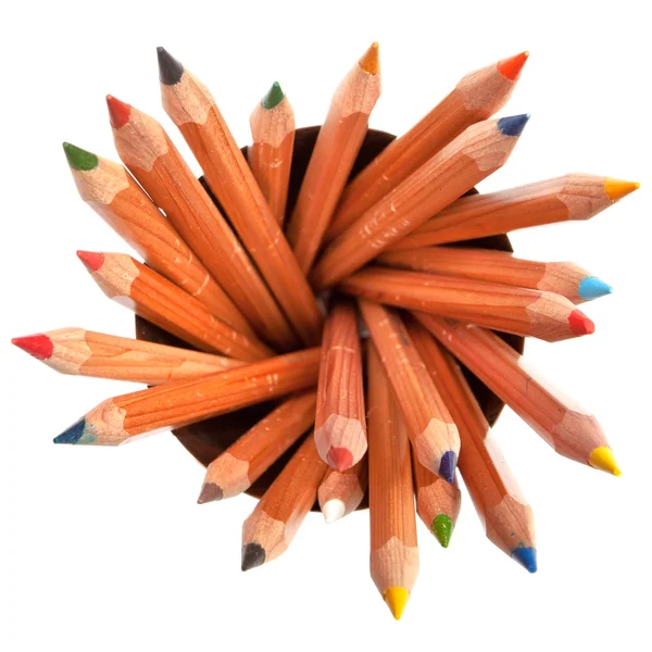 Χρωματιστά μολύβια με λευκό φόντο — Φωτογραφία Αρχείου