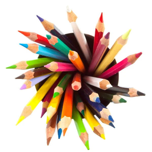 Different colored pencils with white background — Stock Photo, Image