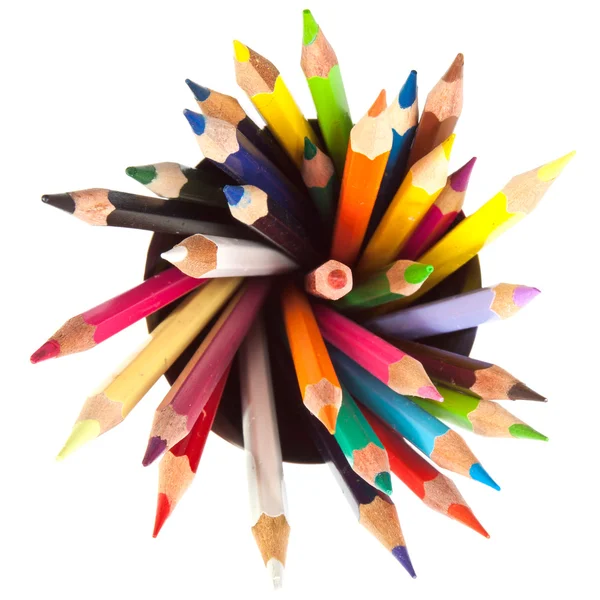 흰색 배경으로 다른 색깔된 연필 — 스톡 사진